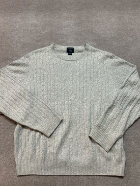 Cashmere Sweater Mercer Street Studio Large Gray Cable Knit 100% Cashmere 0903